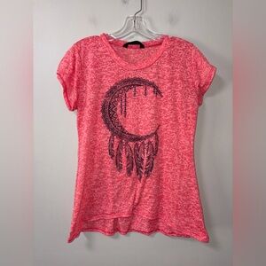 SJS Pink Short-Sleeve Tee with Navy Dreamcatcher Graphic